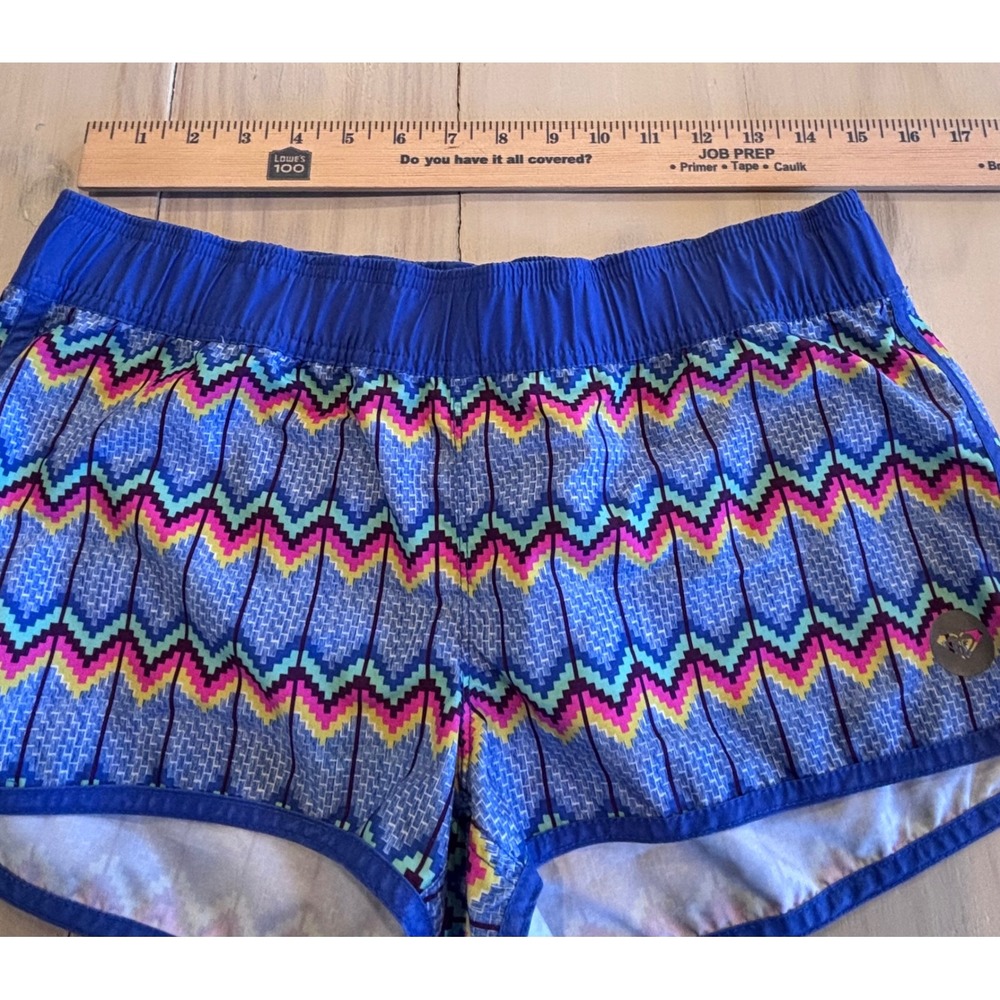 Roxy Girls Blue Chevron Board Shorts Swim Trunks Size Medium Surfer Beach EUC - Picture 6 of 11